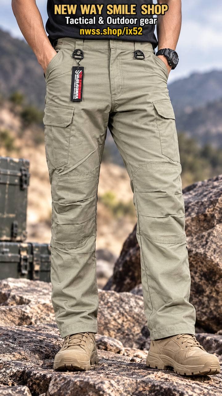 IX52 Khaki Tactical Cargo Pants with Utility Pockets