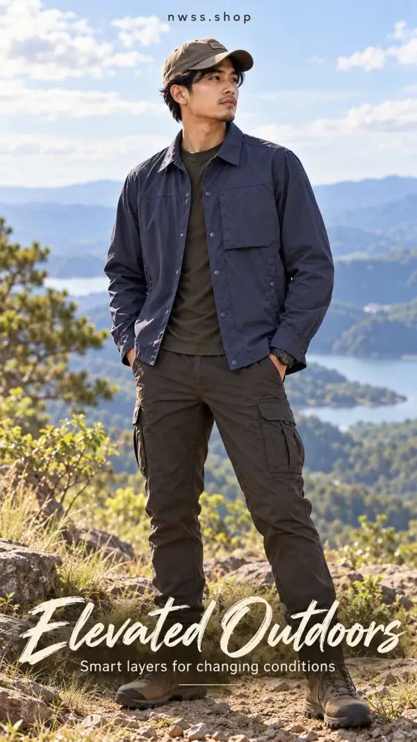 JK13 lightweight quick-dry stretch long-sleeve shirt jacket for outdoor activities in navy blue.