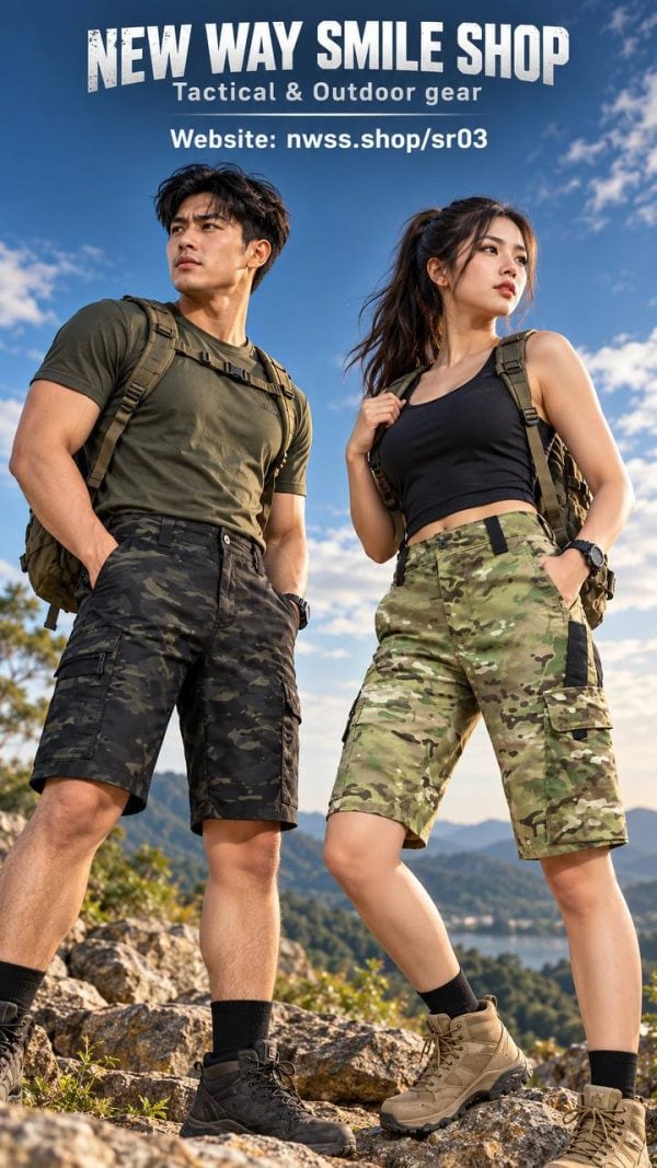 ខោខ្លី Tactical Cargo មានចង្កេះអាចកែតម្រូវបាន និងរចនាបែប Outdoor សម្រាប់ការធ្វើដំណើរ និងប្រើប្រាស់ក្រៅផ្ទះ.
