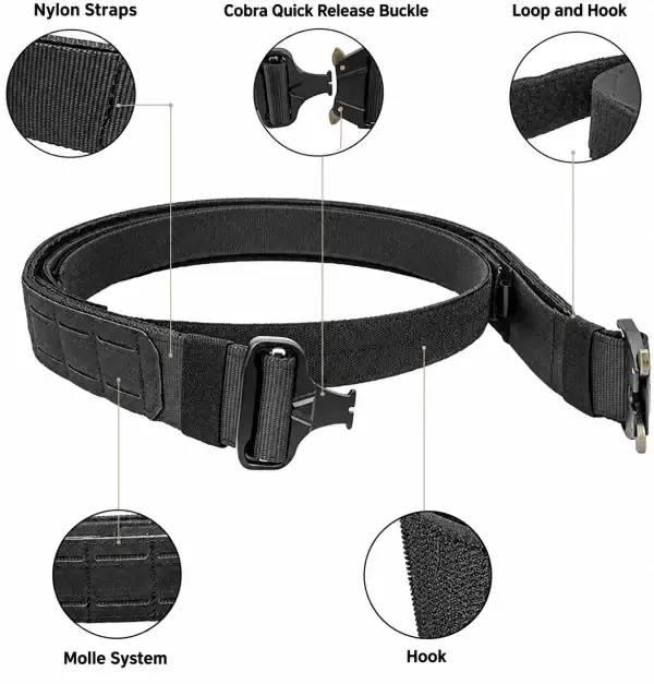 TBK09 Tactical MOLLE Quick-Release Belt with Inner Hook-and-Loop Belt in black.