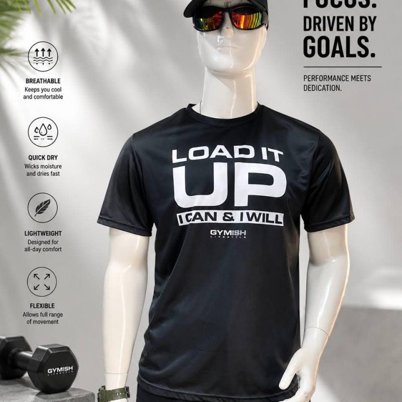 TSS50 Black Performance Graphic T-Shirt for Daily Training and Outdoor Wear
