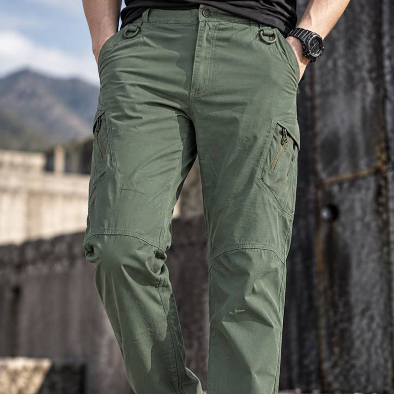IX39 Olive Green Tactical Cargo Pants with Utility Pockets for outdoor and tactical use.