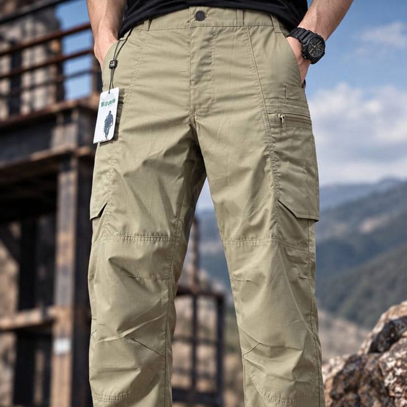 IX49 Khaki Tactical Cargo Pants with multi-pocket outdoor design for tactical and outdoor activities.