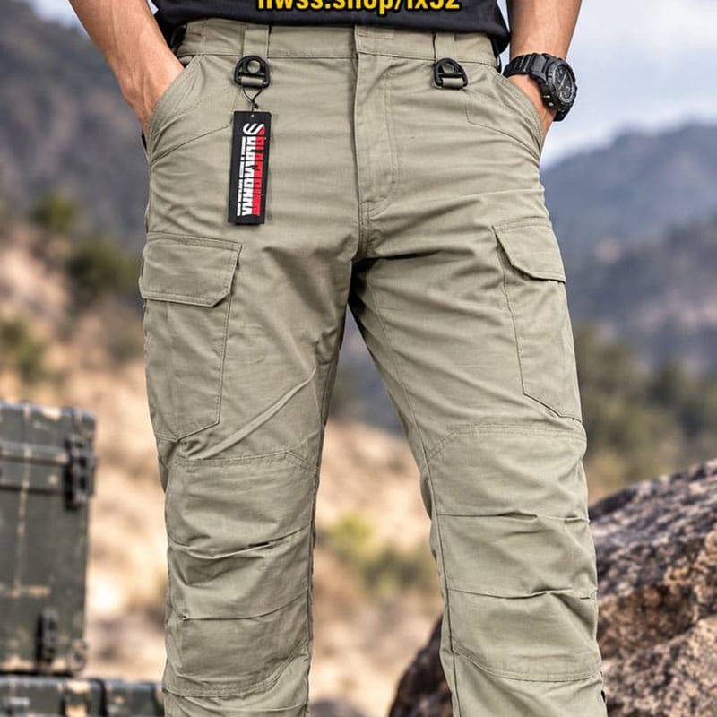 ខោ Tactical Cargo ពណ៌កាគី មានហោប៉ៅប្រើការច្រើន IX52, ស្បែកធន់នឹងការប្រើប្រាស់ខ្ពស់.