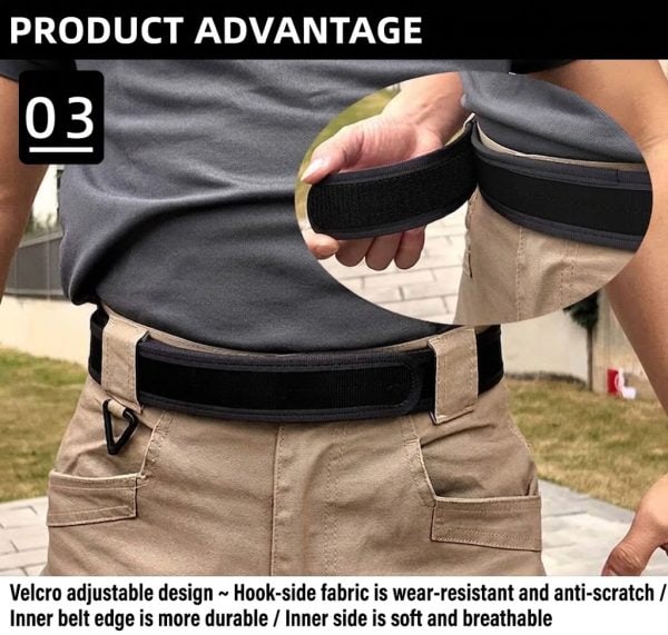 TBK10 Tactical Quick-Release MOLLE Belt with Inner Hook-and-Loop Belt, black, adjustable, durable, breathable.