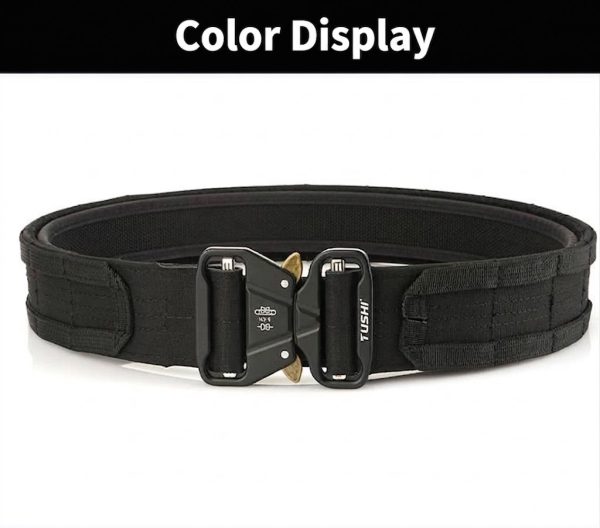 TBK10 Tactical Quick-Release MOLLE Belt with Inner Hook-and-Loop Belt in black style.