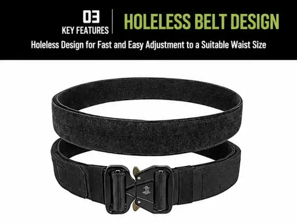 TBK09 Tactical MOLLE Quick-Release Belt with inner hook-and-loop in black for outdoor and tactical use.