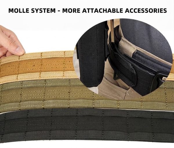 TBK10 Tactical Quick-Release MOLLE Belt with Inner Hook-and-Loop Belt, black style for tactical outdoor use.
