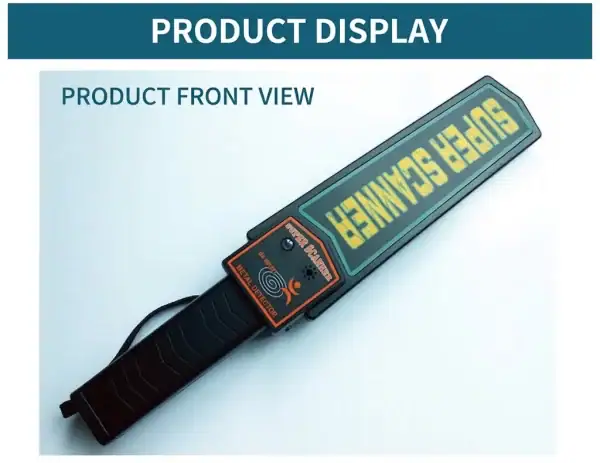 Handheld metal detector security scanner MD-3003B1 with digital display and black handle.