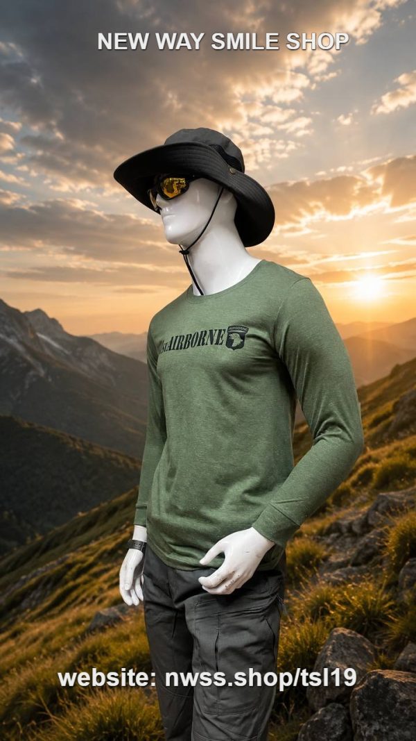 TSL19 101st Airborne Graphic Long-Sleeve Tactical Shirt in green with military-style print.