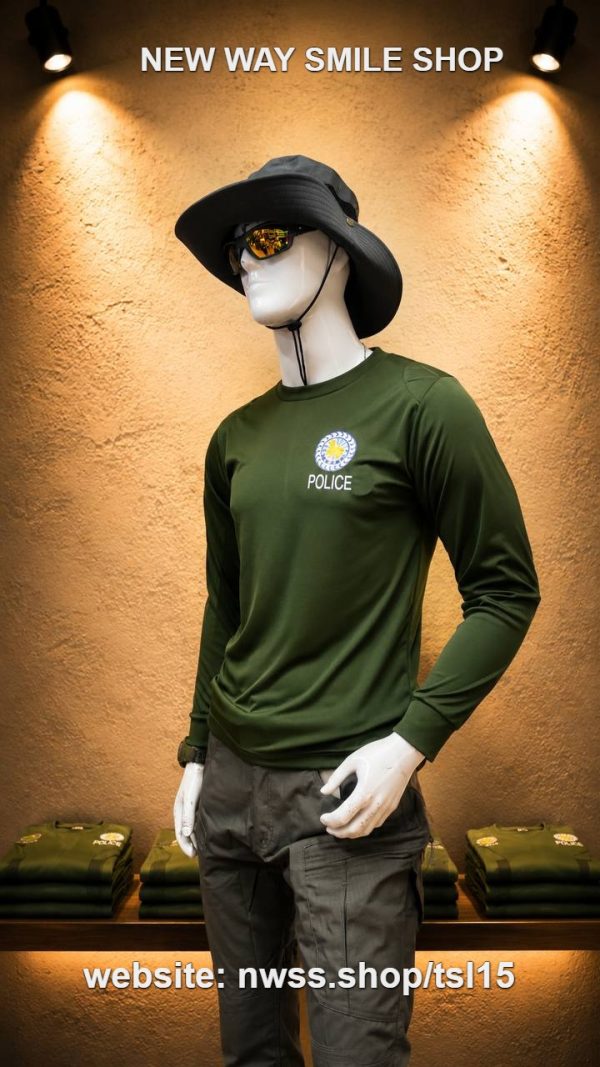 Long sleeve tactical outdoor shirt in beige with front pockets and quick-drying fabric for outdoor activities.
