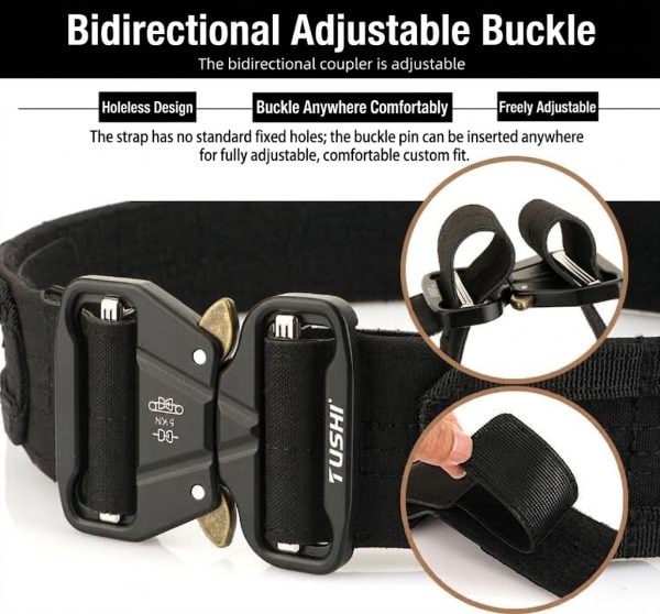 TBK10 Tactical Quick-Release MOLLE Belt with Inner Hook-and-Loop Belt, black style, main subject.
