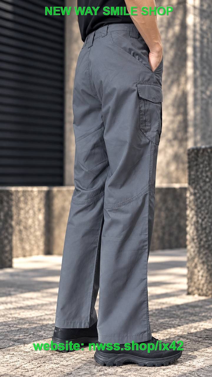 IX42 Grey Tactical Cargo Pants with Utility Pockets for outdoor and tactical use.