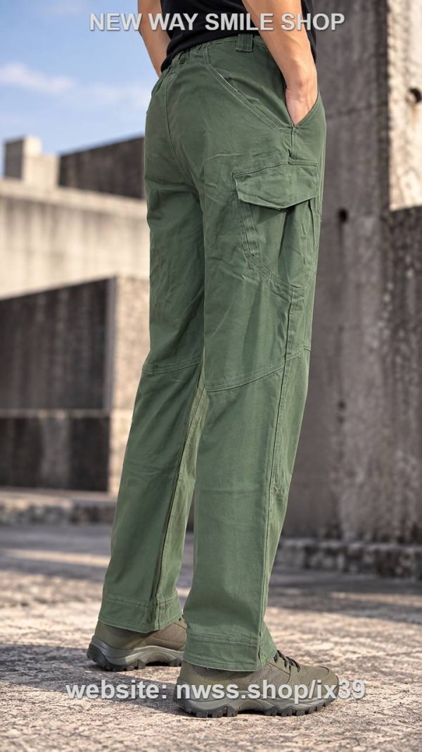 Olive green tactical cargo pants with utility pockets for outdoor and tactical use.
