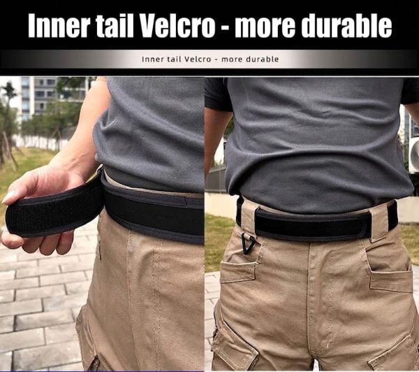 TBK10 Tactical Quick-Release MOLLE Belt with Inner Hook-and-Loop Belt in black and beige.