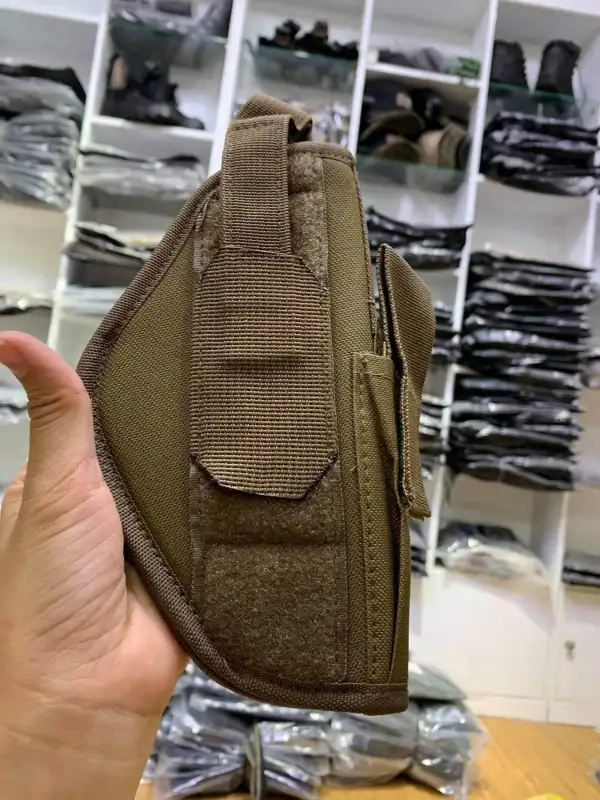 TTH24 Tactical Belt Holster in khaki with adjustable retention strap for outdoor tactical use.