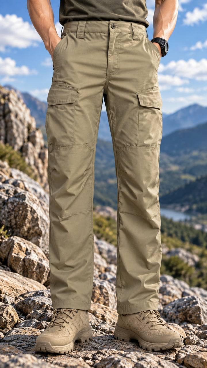 IX54 Tactical Cargo Pants for Outdoor, Work & Daily Use in khaki color with multiple pockets.