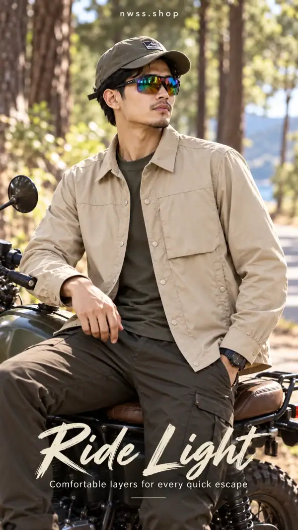 JK13 lightweight quick-dry stretch long-sleeve shirt jacket in beige, outdoor style for tactical use.