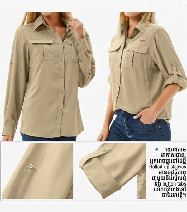 Long sleeve tactical outdoor shirt in green for outdoor activities and tactical use.