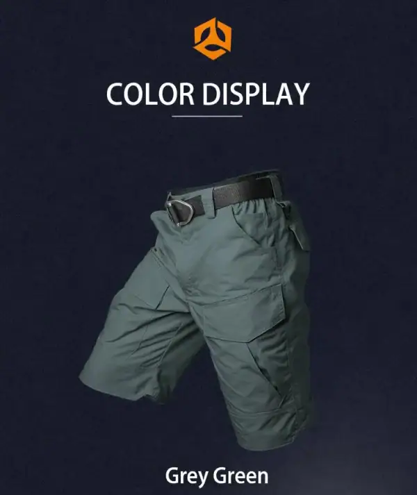 SR02 Lightweight Tactical Cargo Shorts in Grey Green for outdoor and daily wear.
