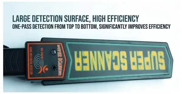 Handheld metal detector security scanner MD-3003B1 with large detection surface and high efficiency.