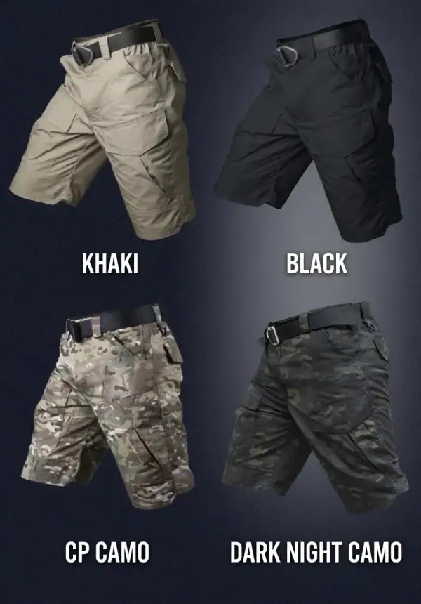 ខោខ្លី Tactical Cargo ស្រាល ពណ៌ខ្ចី និងពណ៌ខ្មៅ សម្រាប់ outdoor និងប្រចាំថ្ងៃ.