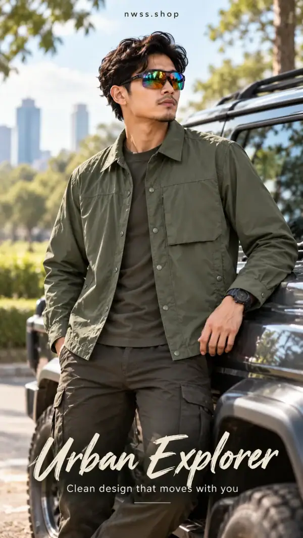 JK13 lightweight quick-dry stretch long-sleeve shirt jacket in olive green for outdoor exploration.