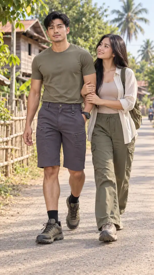 Men's tactical cargo shorts in khaki style, suitable for outdoor and tactical activities.