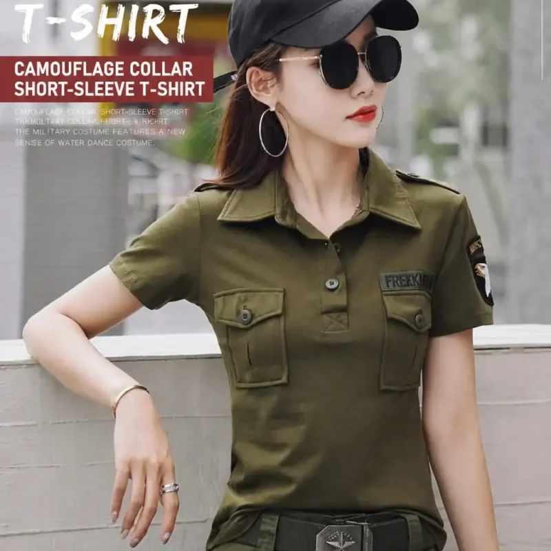 TSS62 Short-Sleeve Camouflage Collar Casual Tactical Shirt