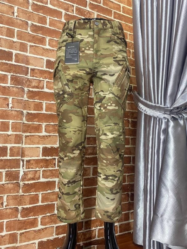 IX56 Fleece-Lined Softshell Tactical Pants for outdoor and daily use in camouflage pattern.