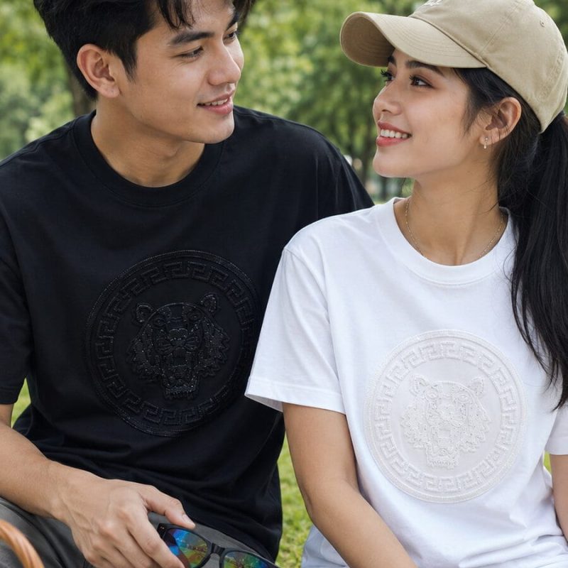 TSS61 Unisex Short-Sleeve T-Shirt with Raised Round Chest Emblem