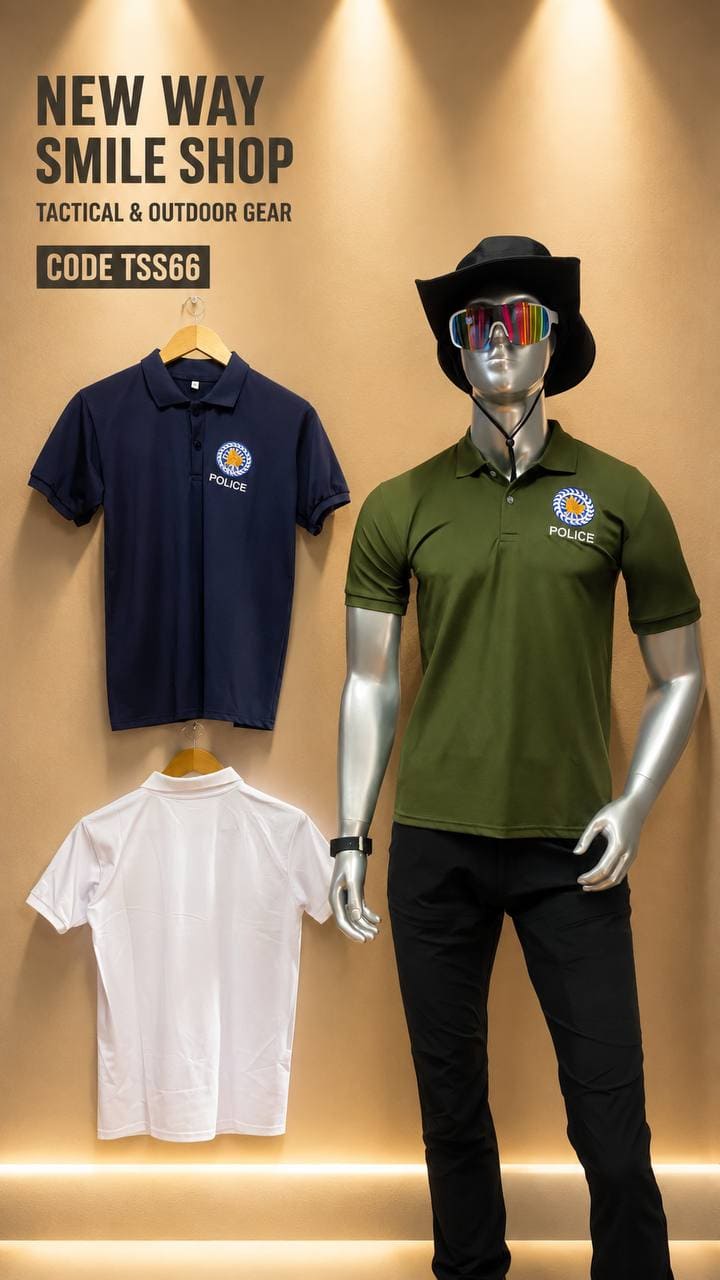 TSS66 អាវប៉ូឡូដៃខ្លីស្ទីលប៉ូលិស - អាវប៉ូឡូមានឡូហ្គោប៉ាក់ដ៏ប្រណីត សម្រាប់បុរស និងស្ត្រី