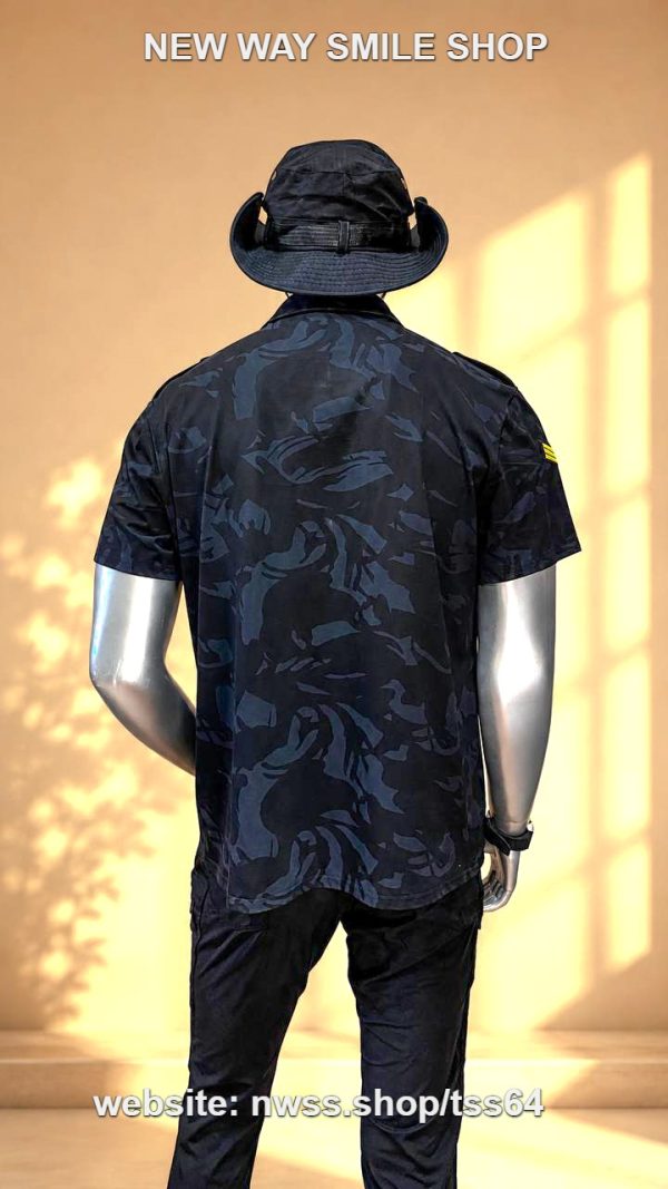 Tactical long sleeve shirt in khaki with dual chest pockets and wrinkle-resistant fabric.
