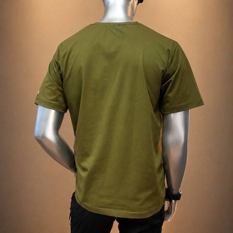 Olive green tactical short-sleeve T-shirt with embroidered POLICE logo on chest.