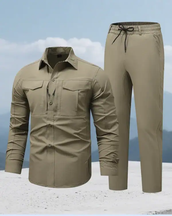 ឈុតអាវដៃវែង និងខោ Workwear ស្រាល និងស្ងួតរហ័ស ស្បែកស និងសម្រស់សម្រាប់ការងារ.