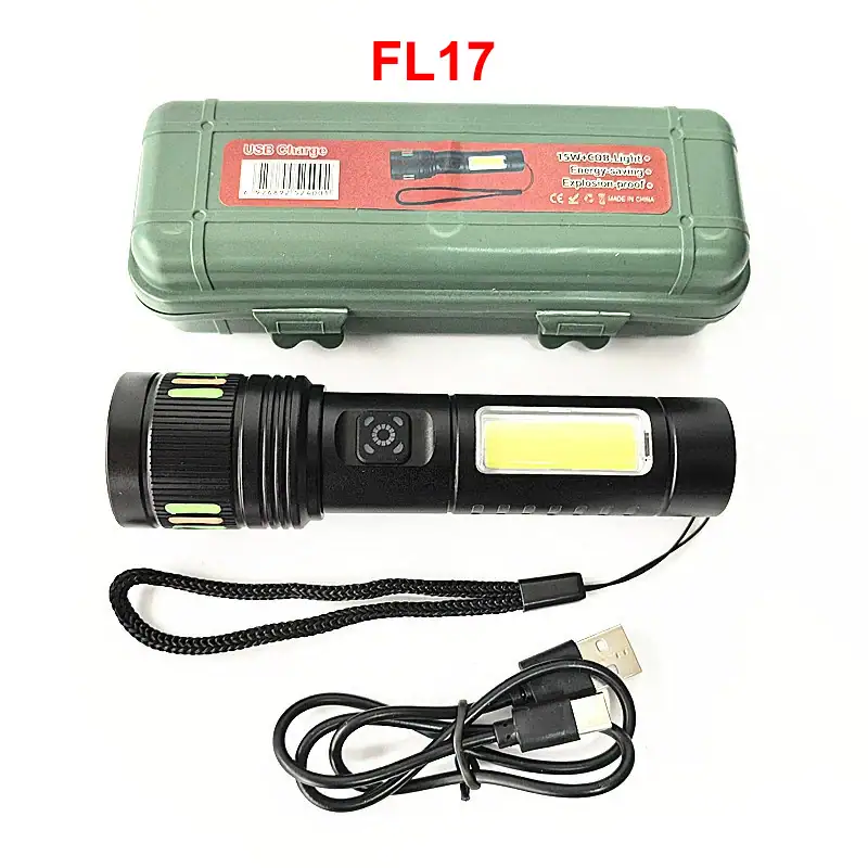 FL17 Rechargeable White Laser Flashlight with Type-C Charging, Zoom Beam and Multi-Mode Side Light