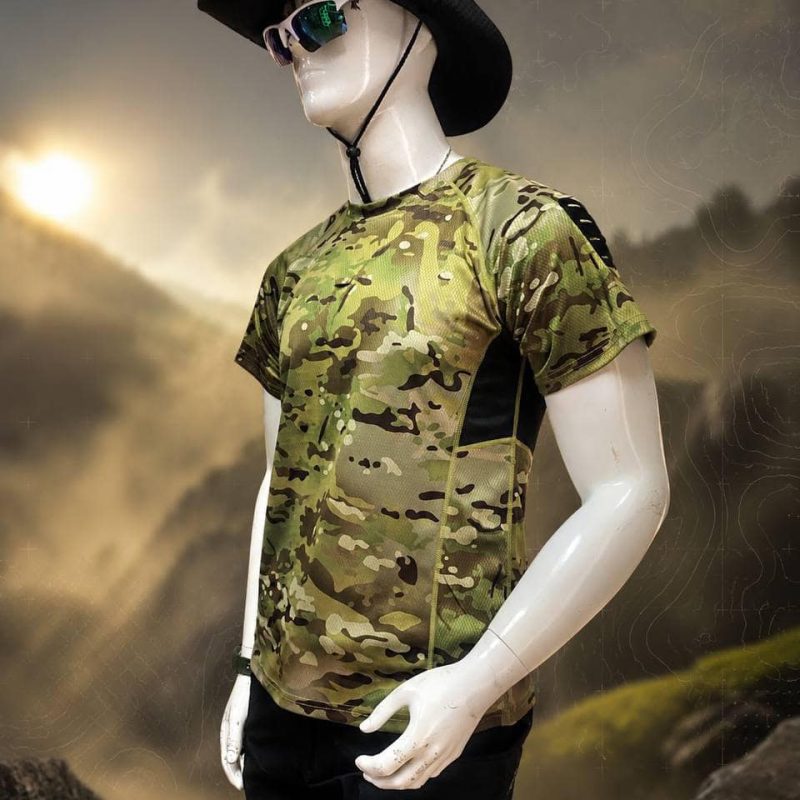 អាវយឺតតាក់ទិក TSS75 លំនាំ Multicam ដៃខ្លី ទម្ងន់ស្រាល មានខ្យល់ចេញចូល និងស្ងួតរហ័ស